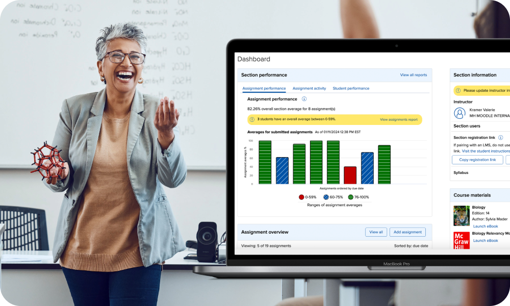 Educator presenting to their students with a Connect UI Mockup