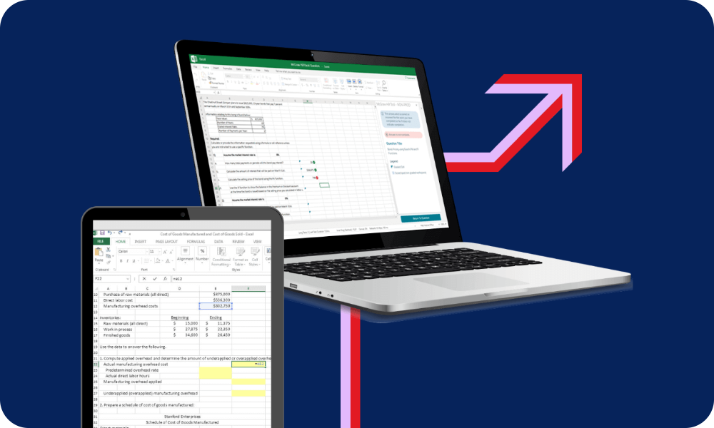 Device mockup of excel in a desktop and tablet device. 
